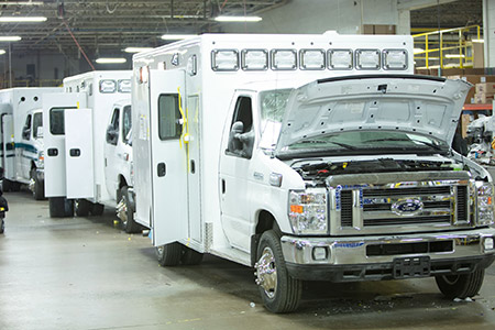 Assembly line of Medix Ambulances in the facility
