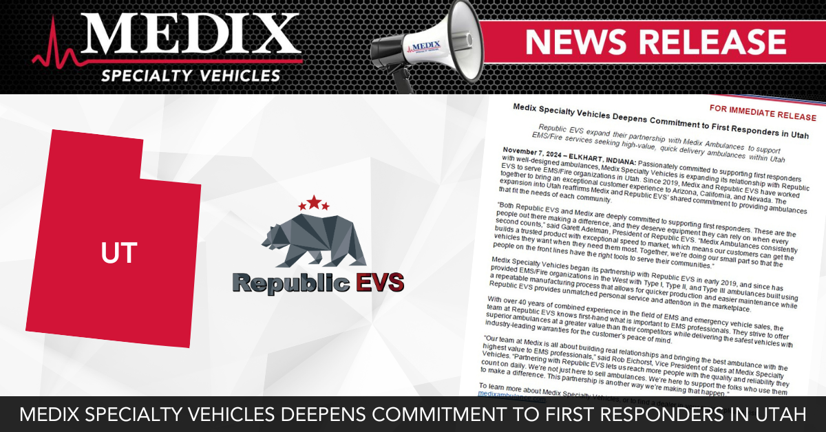 Medix Specialty Vehicles Deepens Commitment to First Responders in Utah